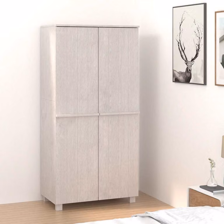 Armadio HAMAR vidaXL Bianco in Legno di Pino e MDF L: 89 cm, P: 50 cm, H: 180 cm