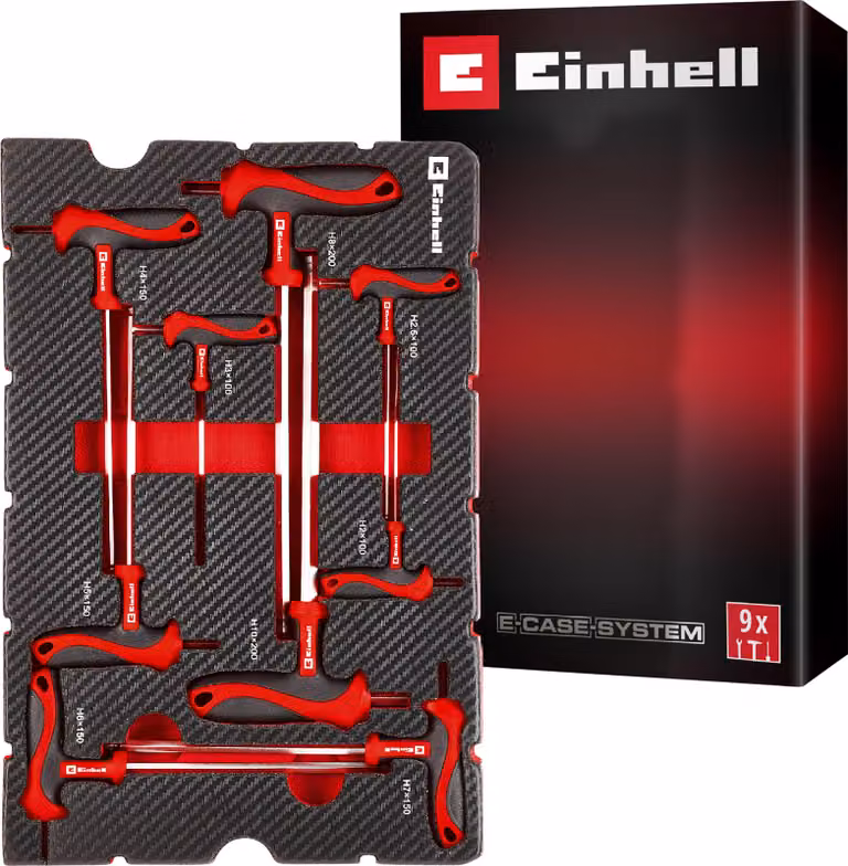 Set di cacciaviti con impugnatura a T E-Case EINHELL, 370526, 9 pezzi