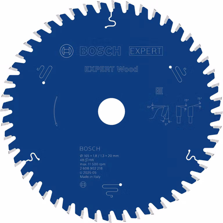 Bosch 1x lama per sega circolare EXPERT Wood (per legno tenero, legno duro, Ø mm, accessori professionali per seghe circolari de Hand con cavo)