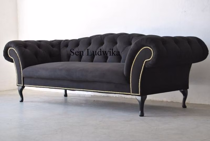 Chesterfield Sofagarnitur 3+1 Sitzer Stoff Design Couch Polster Sofas Sofa