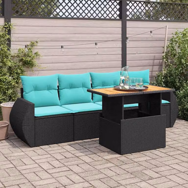 Maison Exclusive - Set Divani da Giardino 5 pz con Cuscini in Polyrattan Nero