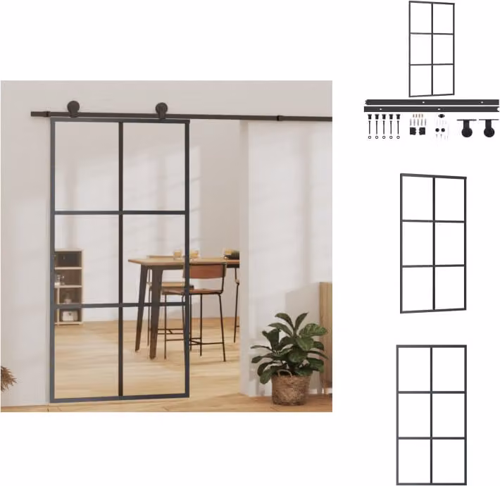 vidaXL Porta scorrevole con raccordo ESG in vetro e alluminio 102x205 cm - Porte