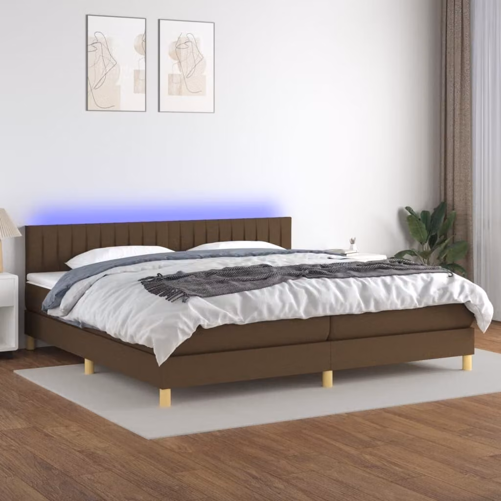 Maison Exclusive - Letto a Molle Materasso e LED Marronescuro 200x200cm in Tessuto