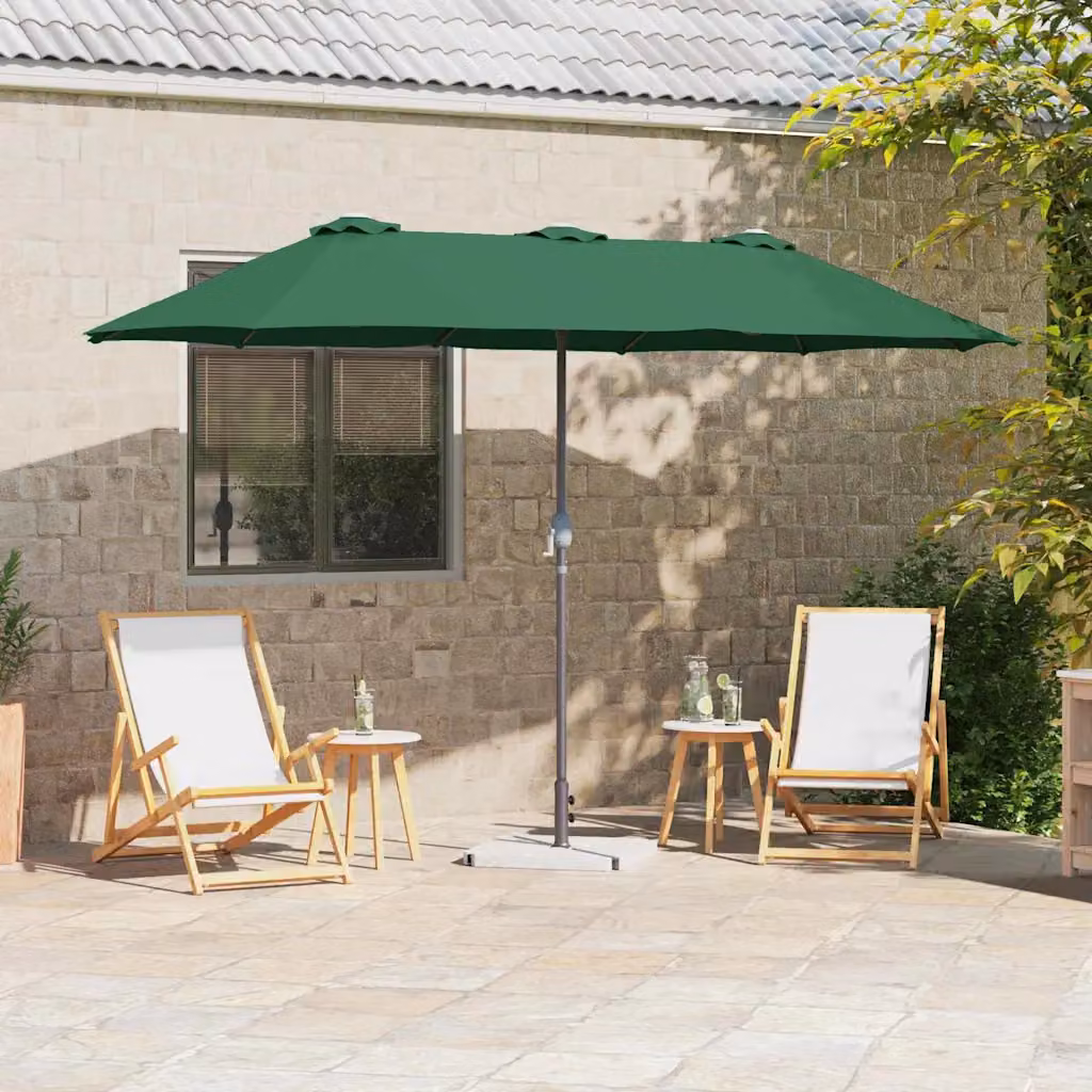 Ombrello da giardino vidaXL verde in poliestere e alluminio L/P/H: 370 x 197 x 239 cm