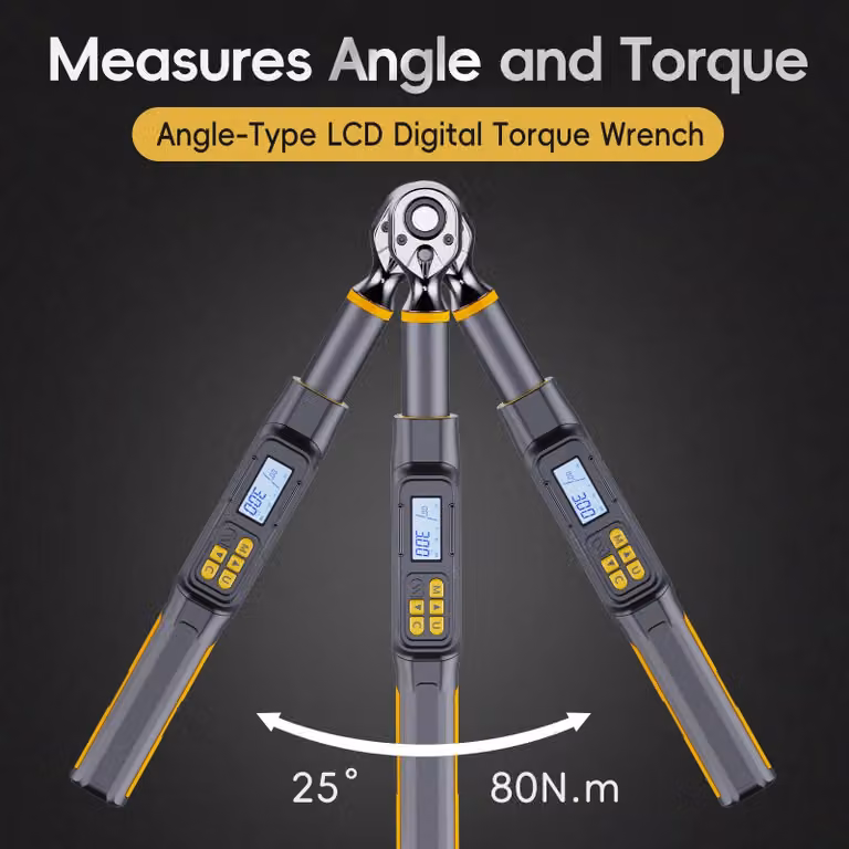 Chiave dinamometrica digitale per angoli - Modello M001 - Coppia: 3–60 Nm - Misurazione dell'angolo: 0,1° - Per metalli - Costruzione in lega - Adatta per auto e motociclette