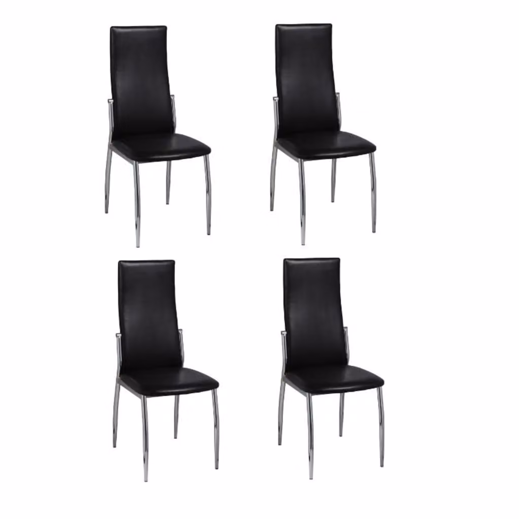 Sedie da Pranzo 4 pz Nere in Pelle finta
