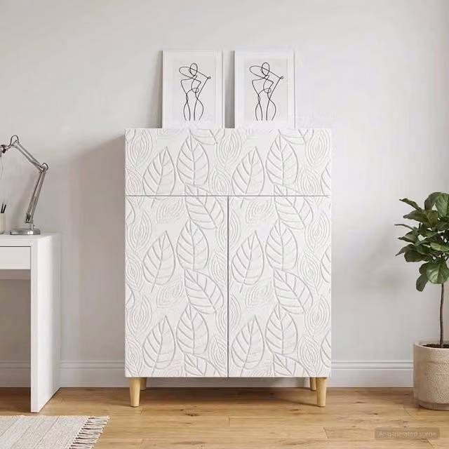 Credenza vidaXL Bianco Lucido in MDF L: 66 cm, P: 34,5 cm, H: 90 cm