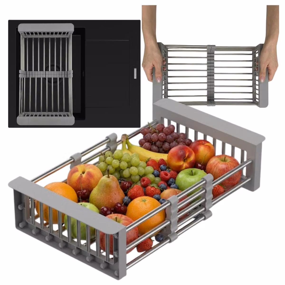 Granitan - Cestello scolapiatti - Cestello per lavello - telescopico - Accessori da cucina