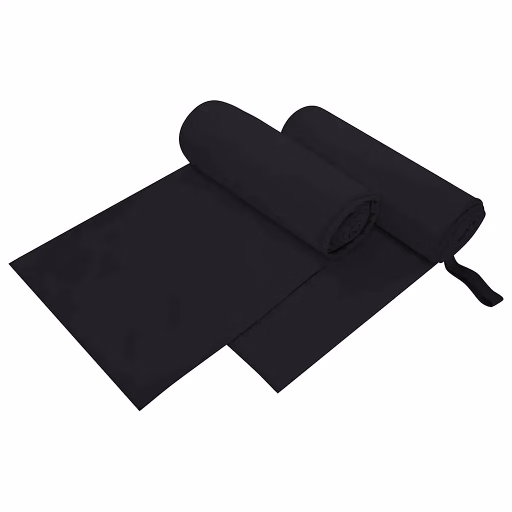 Set di 2 asciugamani sportivi vidaXL in microfibra nero, L 200 cm x P 100 cm