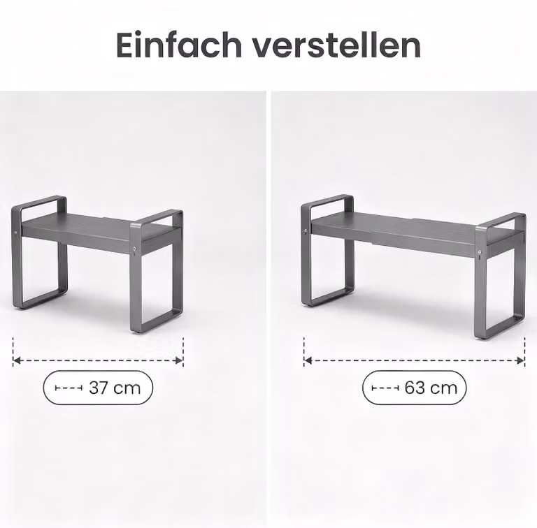 Omgoods - Scaffale regolabile per cucina, da 37 a 63 cm, organizer per armadietti da cucina