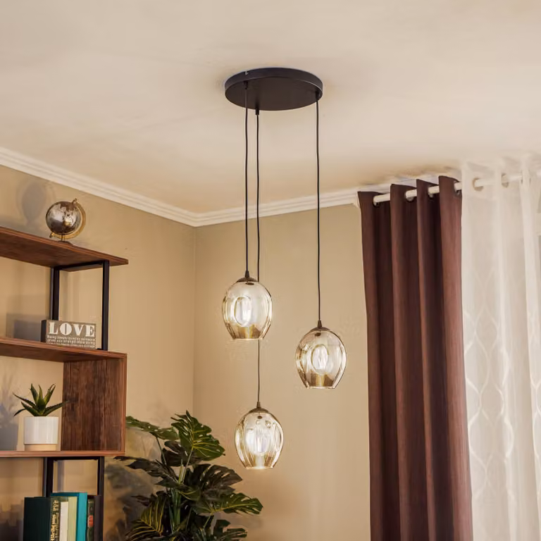 Lampada a sospensione in vetro Starla EMIBIG LIGHTING, dimmerabile, Nero, Soggiorno / Sala da pranzo, Vetro, Moderno, Lampada a sospensione