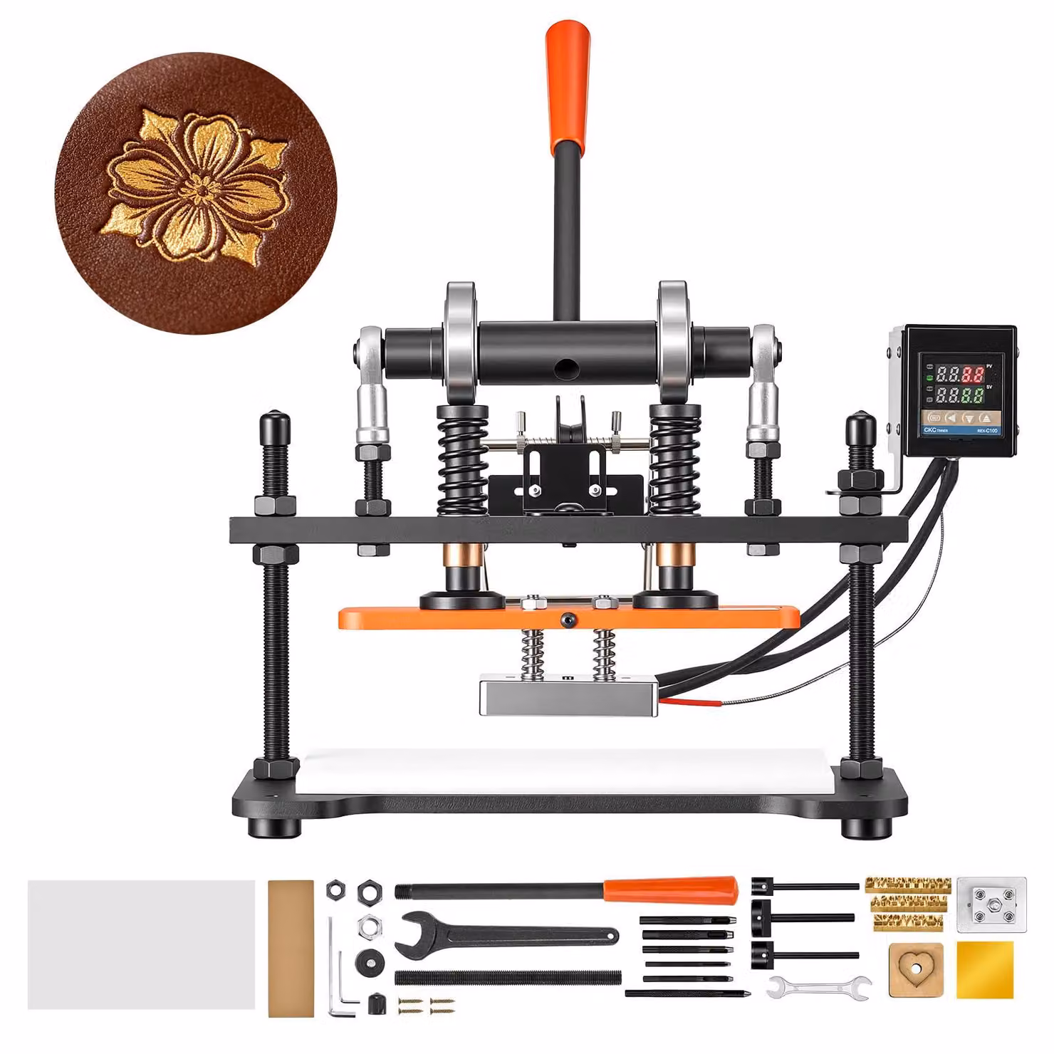 Taglierina per pelle riscaldata, dimensioni 260x120 mm, capacità 1,5 tonnellate, digitale
