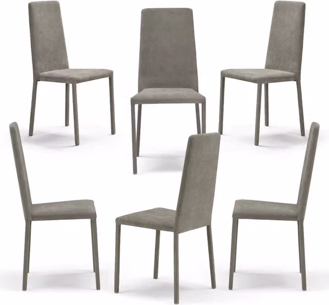 Set 6 sedie imbottite 100% MADE IN ITALY BETTY PLUS per sala da pranzo, cucina, soggiorno, design moderno, struttura robusta in metallo rivestita, schienale e seduta rivestiti in velluto colore Tortora