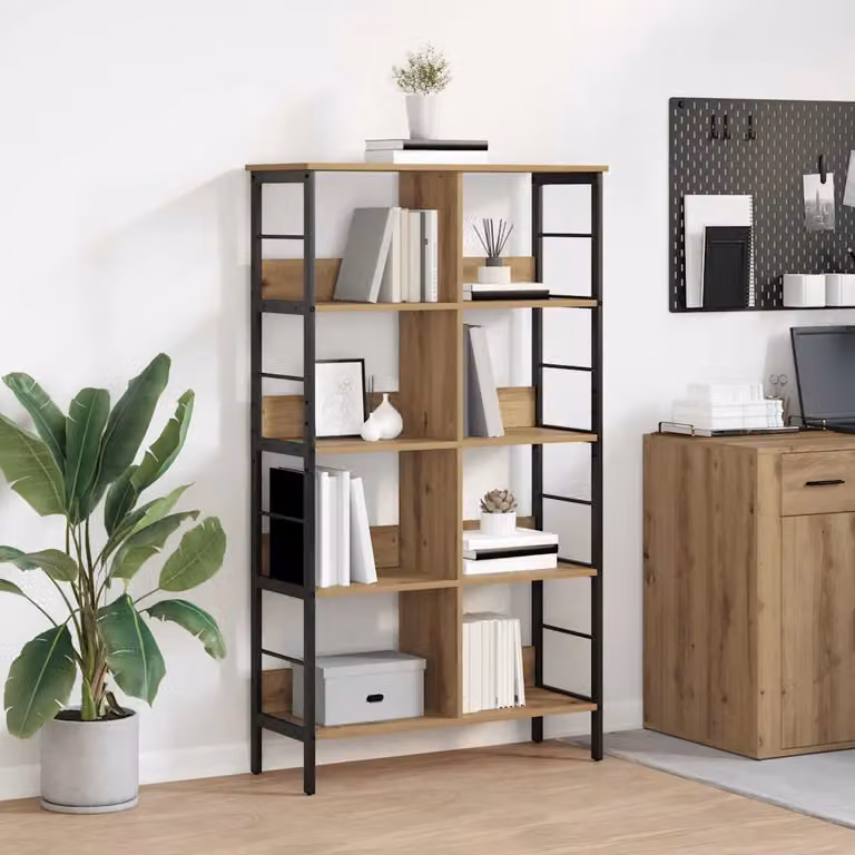 Libreria industrial vidaXL a 8 livelli in legno e metallo, colore marrone, L 82 cm x P 32 cm x H 144,5 cm