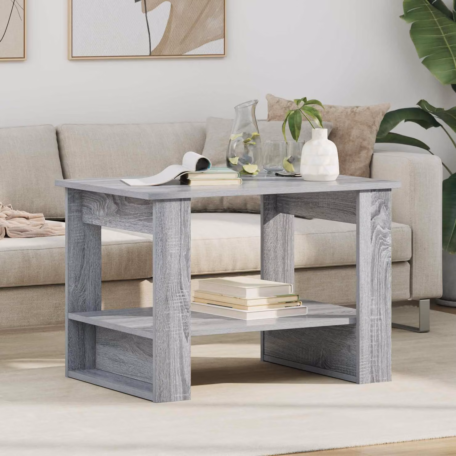 vidaXL Tavolino da salotto moderno in MDF grigio L: 72 cm, P: 50 cm, H: 50 cm