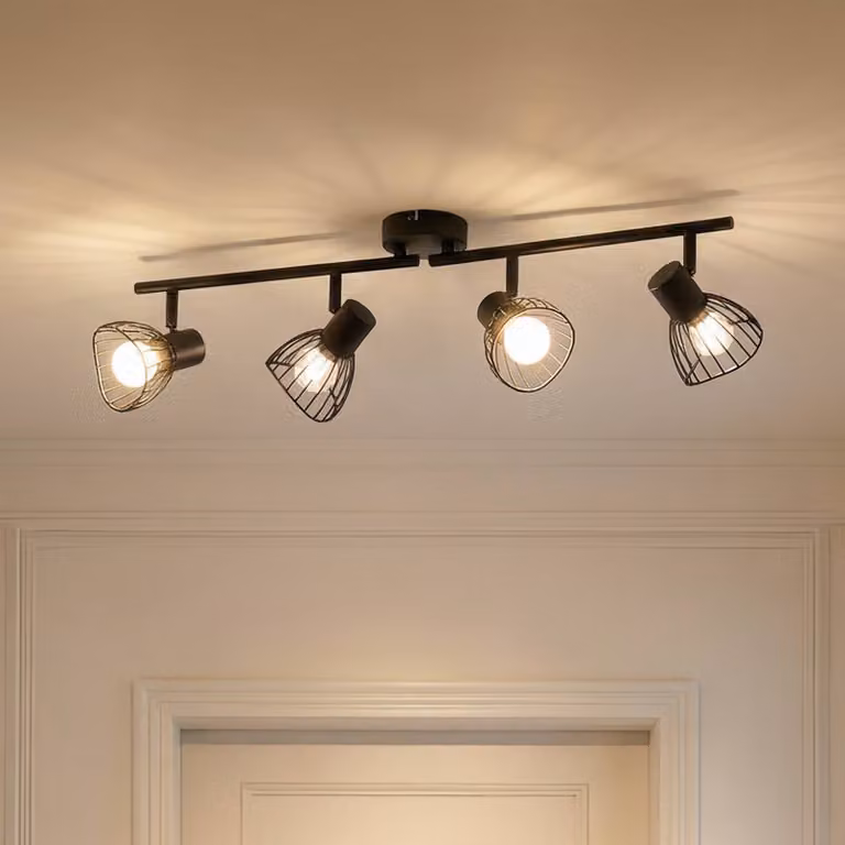 Plafoniera soffitto Piena Lindby, dimmerabile, Nero, Soggiorno / Sala da pranzo, Metallo, Moderno, Plafoniera
