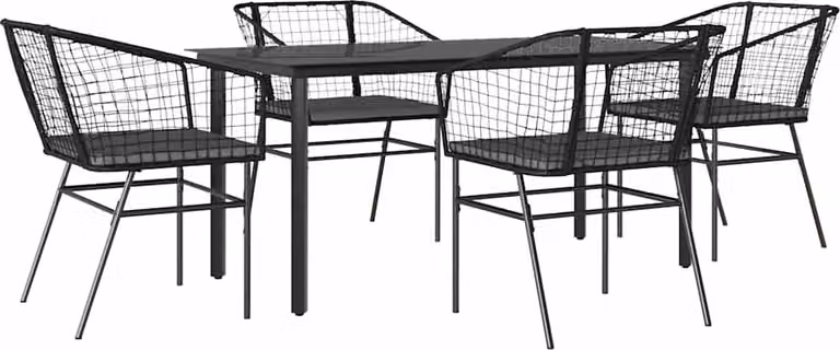 Set da Pranzo da Giardino con Cuscini 5 pz Polyrattan Vetro