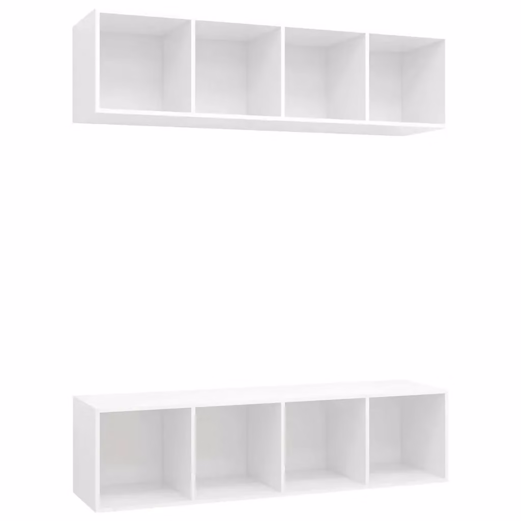 Set di 2 Mobili TV da Parete vidaXL in Legno Multistrato Bianchi per Soggiorno – 2