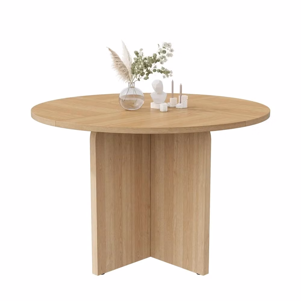 Tavolo da pranzo rotondo Minimal design scandinavo colore marrone L: 120 cm, P: 120 cm, H: 75 cm – 2