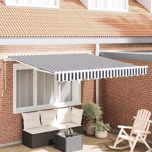 Tenda da sole retrattile manuale VIDAXL in alluminio e poliestere, colori antracite e bianco, L: 300 cm, P: 250 cm – 1