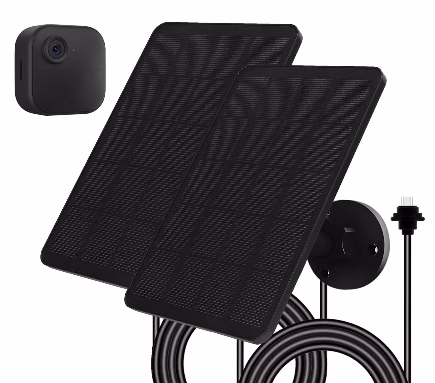 Pannello solare per telecamera da esterno, 4W, con cavo da 4 metri e montaggio a 360°, confezione da 2 pezzi