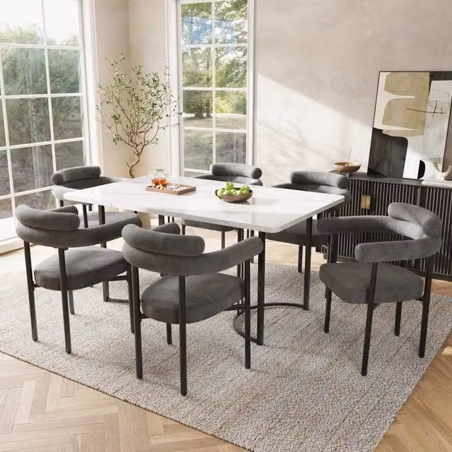 Sedia ergonomica imbottita REDOM grigio con struttura in metallo e braccioli L: 62 cm, P: 70 cm, H: 84 cm – 1