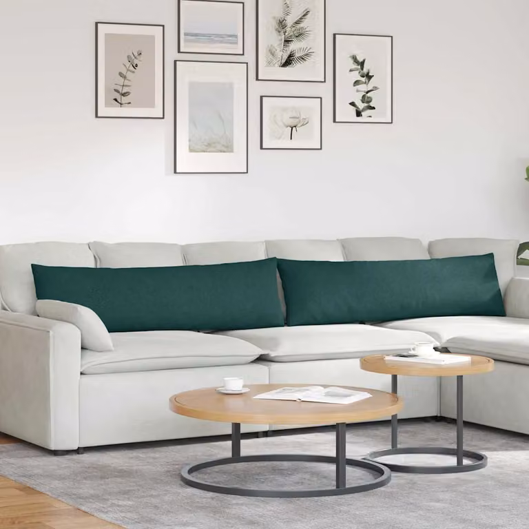 Set di 2 cuscini da divano vidaXL in tessuto verde con fodera rimovibile, L 145 x P 40 x H 40 cm