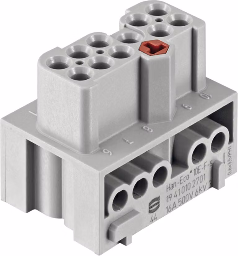 HARTING Han-Eco Mod.10E Inserto femmina (F) Connessione a vite, 10 poli+PE 500V, 16A - 1 pezzo