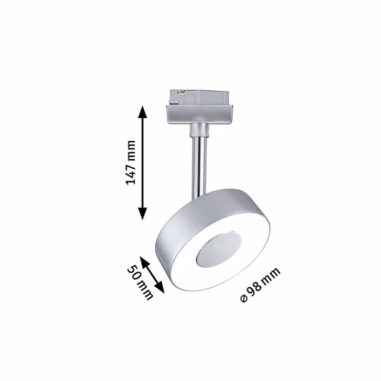 Paulmann URail faretto LED Circle tondo 5W cromo, Alluminio / Grigio / Zincato, Soggiorno / Sala da pranzo, Metallo, Moderno