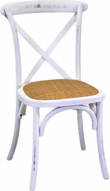 Sedia in legno di betulla Vacchetti bianco antico con seduta intrecciata impilabile L: 50 cm, P: 50 cm, H: 46,5/88 cm