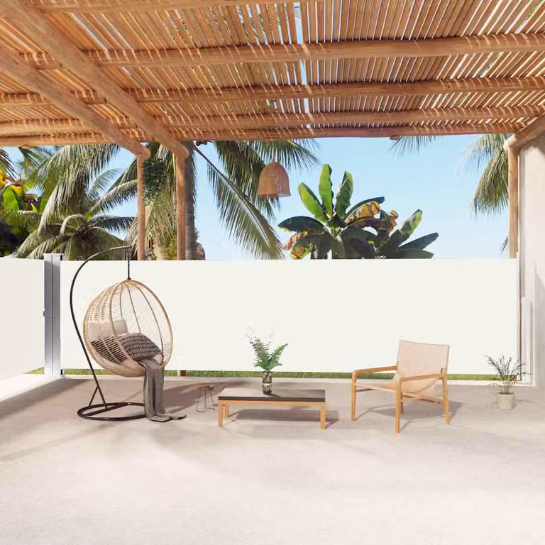 vidaXL Tenda da Sole Laterale Retrattile in Poliestere Beige L: 1000 cm, H: 160 cm