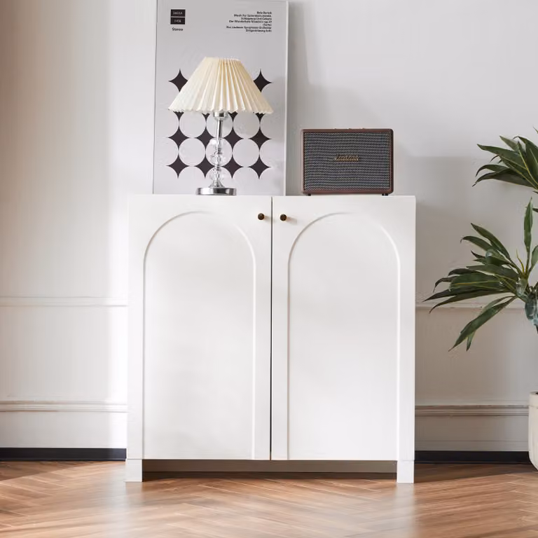 Flieks cassettiera credenza con 2 ante, mobile da soggiorno con ripiano regolabile, credenza portaoggetti, 80x40x80cm, bianco
