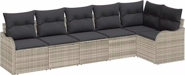 Set Divano da Giardino Grigio chiaro polyrattan