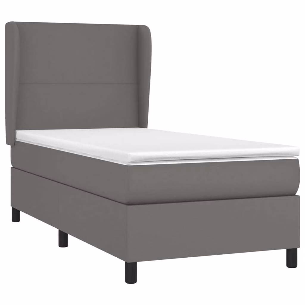 Giroletto a Molle con Materasso Grgio 80x200 cm in Pelle finta
