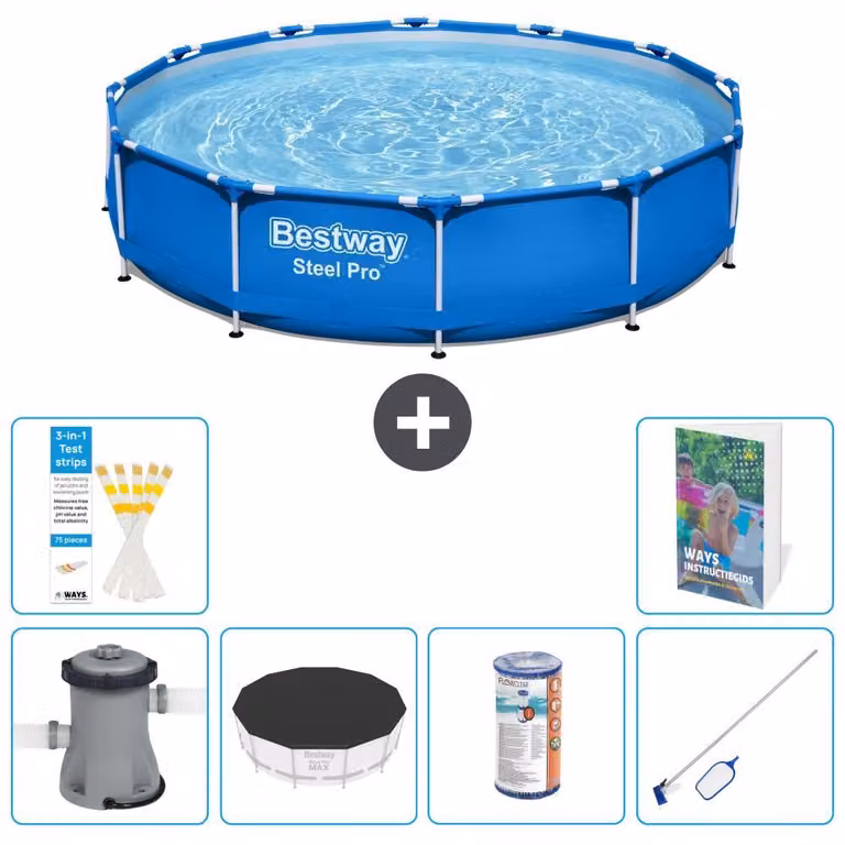 Bestway Steel Pro, piscina in acciaio, rotonda - 366x76 cm - composta da 5 parti, modello S304