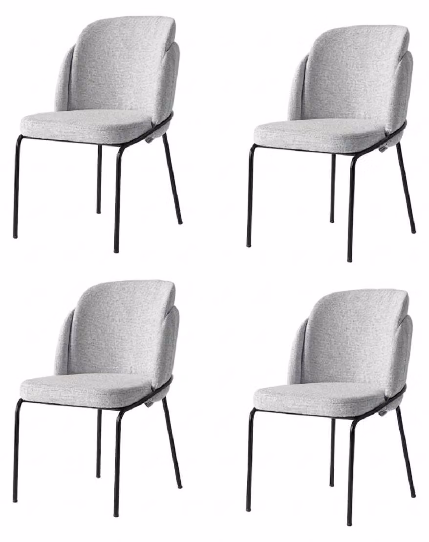 Set di 4 sedie Grigio Comode Moderne Eleganti In tessuto Morbide Classiche