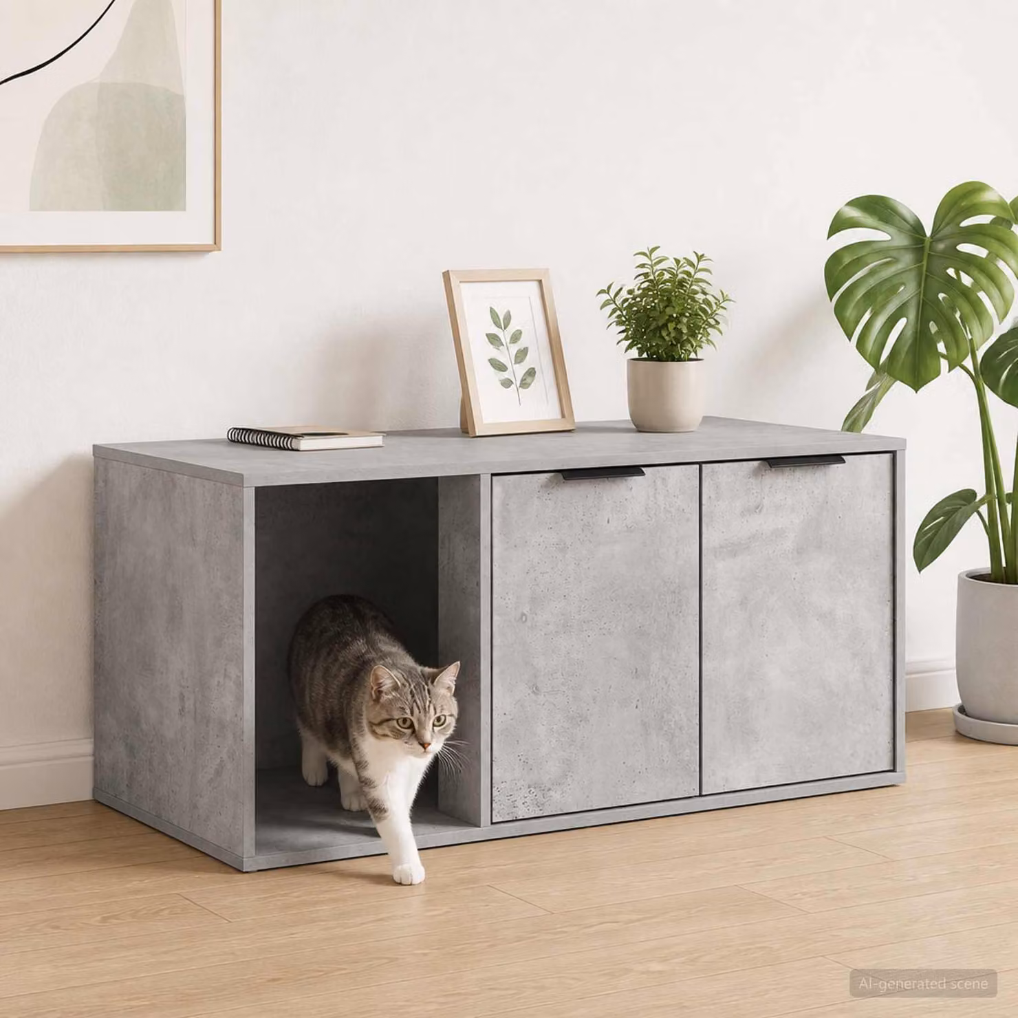 Mobile per gatti vidaXL moderno in MDF Grigio Cemento L 100 x P 49 x H 45 cm