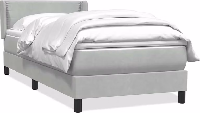 Giroletto a Molle con Materasso Grigio Chiaro 80x210 cm Velluto