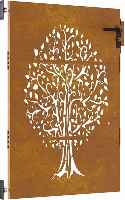 Cancello da giardino 85x125 cm in acciaio Corten con design ad albero CFW7154283