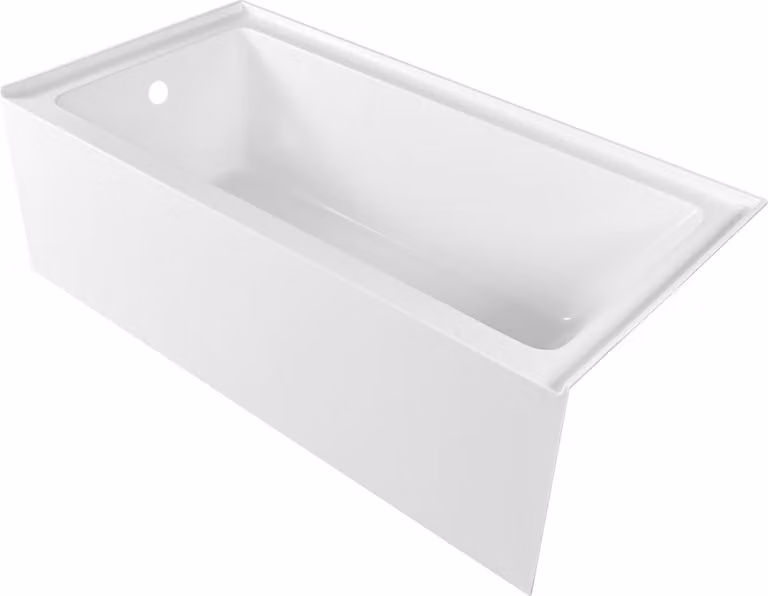 SucceBuy Vasca da bagno rettangolare da incasso (1524 x 762 x 508 mm), vasca da bagno moderna in acrilico resistente con scarico e troppopieno sul lato sinistro, bordo integrato, capacità 130 L, bianco