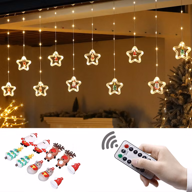 3M decorazione natalizia LED luce tenda finestra appendere luci stringa per interno giardino balcone festa, bianco caldo, USB