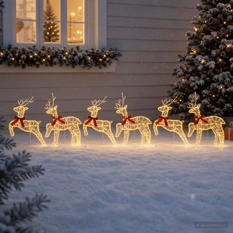 vidaXL Renna di Natale 6 pz 80 LED Bianco caldo 43 x 19 x 65 cm