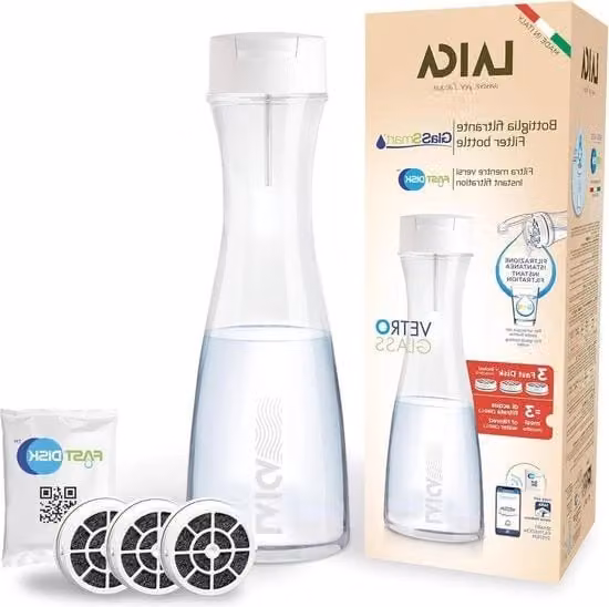 Caraffa filtrante Laica BK31A con 3 filtri, riduce il cloro e migliora il sapore dell'acqua, capacità 1,1 l, trasparente