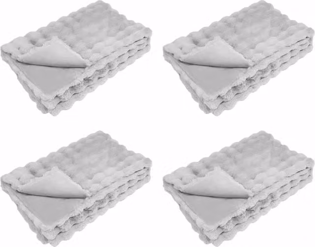 Set di 4 copertine antiscivolo Olite in ecopelliccia grigia, morbide e calde, L/P: 150 x 130 cm