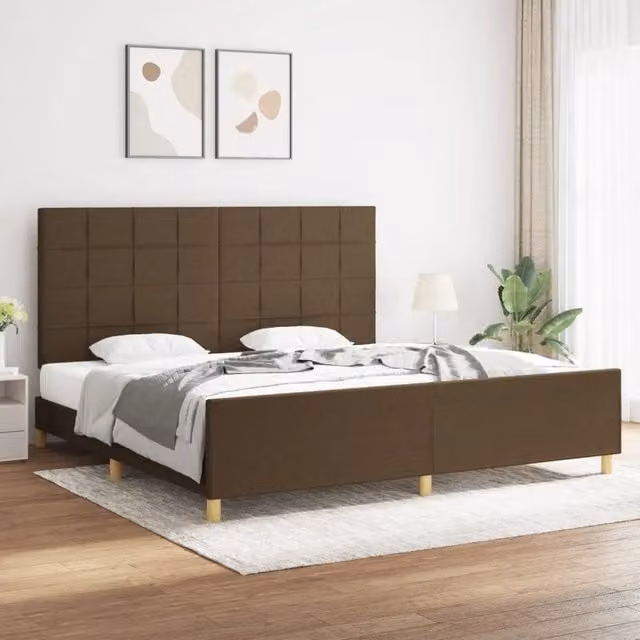 Giroletto vidaXL in tessuto marrone scuro con struttura in legno e MDF L/P/H: 200 x 200 x 30 cm