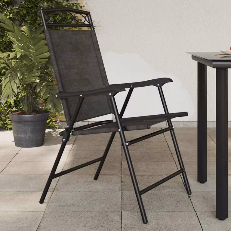 Set di 4 sedie pieghevoli vidaXL in acciaio e textilene grigio melange per giardino e terrazzo