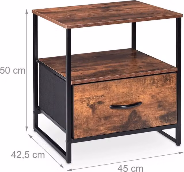 Set di 2 comodini dal design industriale con cassetto 60 x 40 x 45 cm in legno nero 13_0015933
