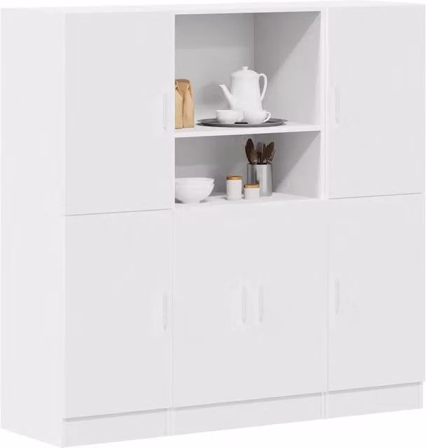 Set di Mobili da Cucina 3 pz-Armadietto Cucina Bianco in Truciolato