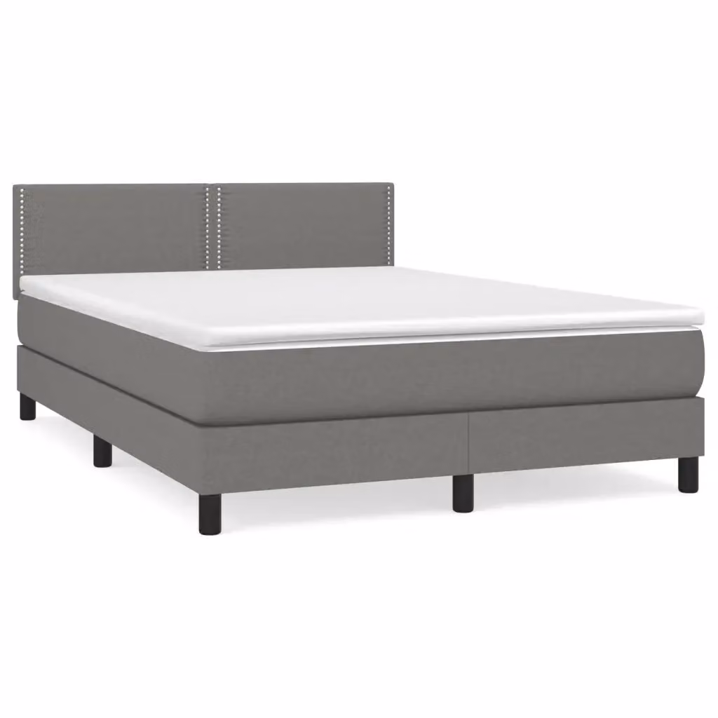 Letto Ibrido vidaXL con Materasso a Molle e Struttura Imbottita Grigio e Bianco L/P/H: 200 x 140 x 88 cm – 2