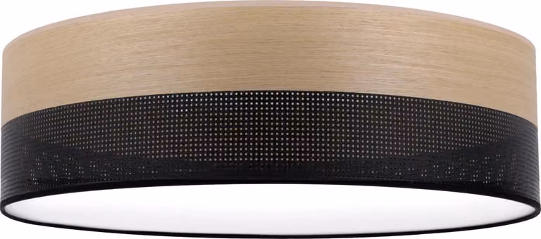 Lampada da soffitto Wood Plexi nero 50cm E27 legno di quercia color oro